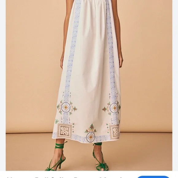 HUNTER BELL , Sailor Dress Smocked Maxi Resort Wear, Color Mosaic Embroidery sz2